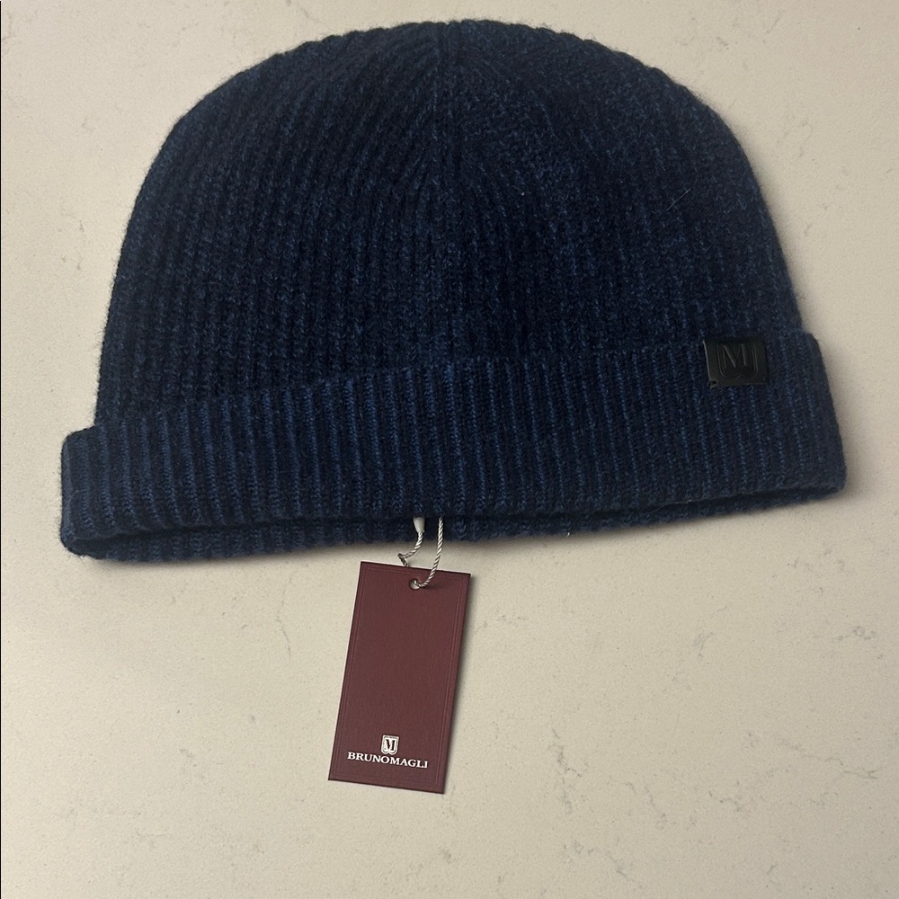 Bruno Magli Dark Blue Cashmere Beanie
